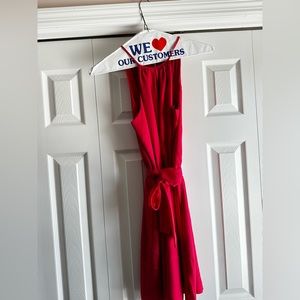 Express Keyhole Halter Tie Waist Dress hot pink red medium mini dress ootd